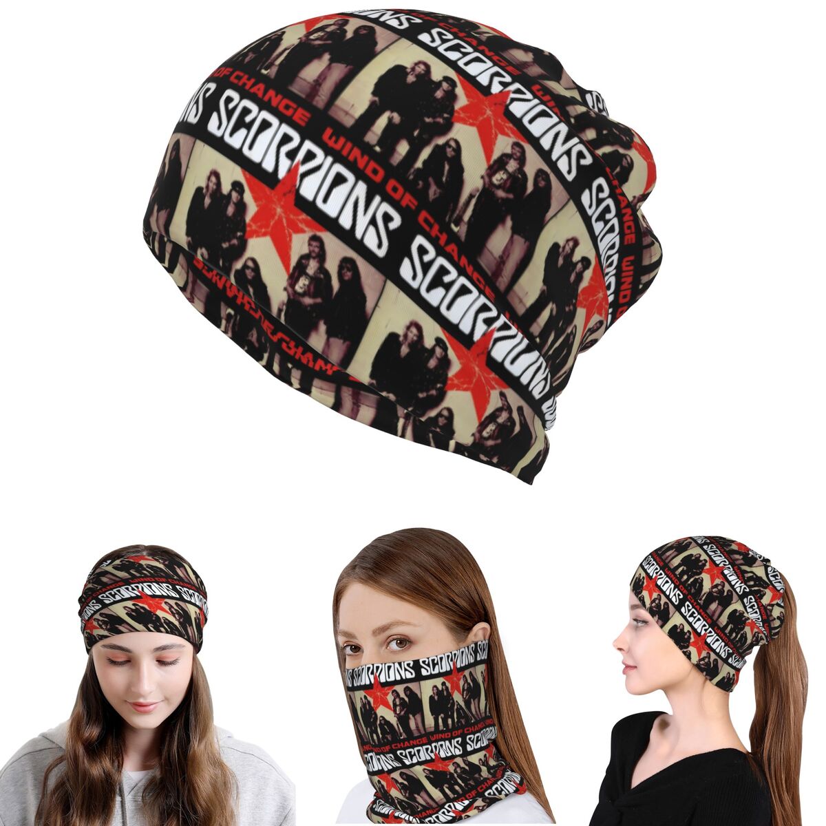 Knit Beanie Hat Warm - Шарф-бандана Scorpions Band Rock, теплый велосипедный